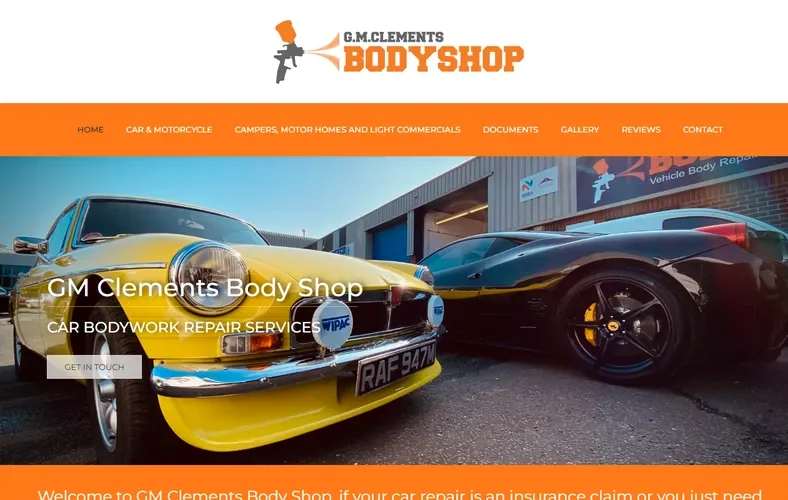 The Clements Body Shop website — built and hosted by Advanta